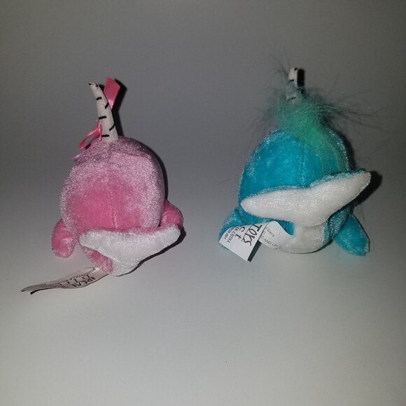2 Narwhal Plush Lot Blue Pink Ocean Stuffed Animal Lot Ideal Toy Direct Small 4" - Picture 3 of 9